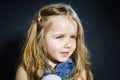 Crying blond little girl with focus on her tears Royalty Free Stock Photo