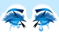 Crying blue eyes in pain illustration digital art abstract backgroun art wallpaper design