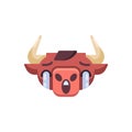 Crying bull emoji flat icon