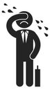 Crying businessman icon. Sad weeping office worker