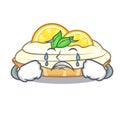 Crying cartoon piece of yummy lemon meringue pie