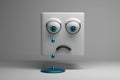 Crying character cube with sad face