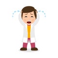 Crying Chemist Woman Cartoon Character