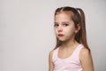 Crying child girl against white background Royalty Free Stock Photo