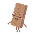 Crying Chocolate Bar Cute Anime Humanized Cartoon Food Character Emoji Vector Illustration
