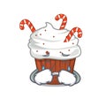 Crying christmas cupcake in the character fridge Royalty Free Stock Photo
