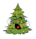 Crying Christmas tree cartoon