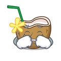 Crying cocktail coconut mascot cartoon