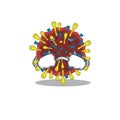 A Crying corona virus molecule cartoon mascot design style