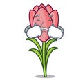 Crying crocus flower mascot cartoon