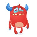 Crying cute monster cartoon. Pink monster character mascot. Vector illustration for Halloween Royalty Free Stock Photo