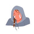 Crying depressed girl in hoodie