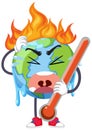 Crying earth cartoon character from greenhouse effect and global warming Royalty Free Stock Photo