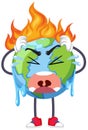 Crying earth cartoon character from greenhouse effect and global warming Royalty Free Stock Photo