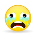 Crying emoji. Emotion of grief. Weeping emoticon. Cartoon style. Vector illustration smile icon.