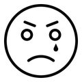 Crying emoji icon, outline style