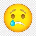 Crying emoticon icon, cartoon style