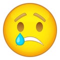 Crying emoticon icon, cartoon style