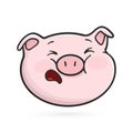 Crying emoticon icon. Emoji pig.