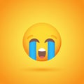 Crying emoticon smile icon with shadow for social network design