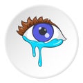 Crying eyes icon, cartoon style