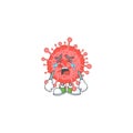 A Crying face of coronavirus disaster cartoon character design