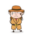 Crying Face - Female Explorer Scientist Cartoon Vector