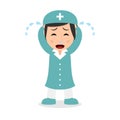 Crying Female Nurse Cartoon Character