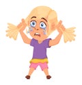 Crying girl. Child weep and shed tears. Cartoon sad kid