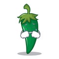 Crying green chili character cartoon