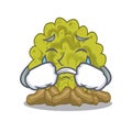 Crying green coral reef isolated with cartoon