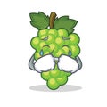 Crying green grapes mascot cartoon
