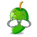 Crying green mango in the cartoon shape