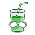 Crying green smoothie mascot cartoon
