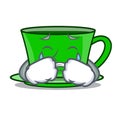 Crying green tea mascot cartoon