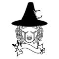 crying half orc witch character face illustration Royalty Free Stock Photo