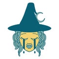 crying half orc witch character face illustration Royalty Free Stock Photo