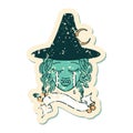 crying half orc witch character face illustration Royalty Free Stock Photo