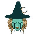 crying half orc witch character face illustration Royalty Free Stock Photo