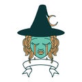 crying half orc witch character face illustration Royalty Free Stock Photo