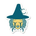 crying half orc witch character face sticker Royalty Free Stock Photo