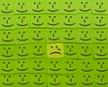 Crying and happy concept. Background of Sticky Notes. Royalty Free Stock Photo