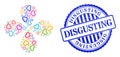 Disgusting Distress Stamp and Crying Heart Colorful Rotation Flower Shape Royalty Free Stock Photo