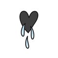 Crying heart doodle icon, vector color illustration Royalty Free Stock Photo