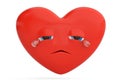 Crying heart emoticon with heart emoji.3D illustration. Royalty Free Stock Photo