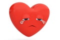 Crying heart emoticon with heart emoji.3D illustration. Royalty Free Stock Photo