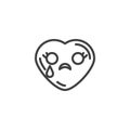 Crying Heart Face emoji line icon