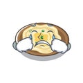 Crying hummus on the a cartoon plate Royalty Free Stock Photo
