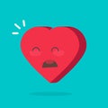 Crying hurt heart face emotion icon or unhappy sadness mood idea vector flat cartoon symbol isolated