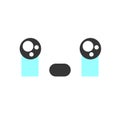 Crying kawaii cute emotion face, emoticon vector icon